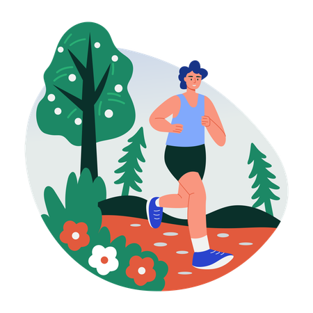 Homme faisant du jogging matinal  Illustration