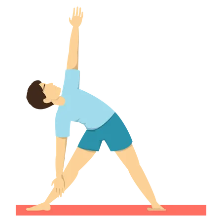 Homme faisant la pose de yoga Triangle  Illustration