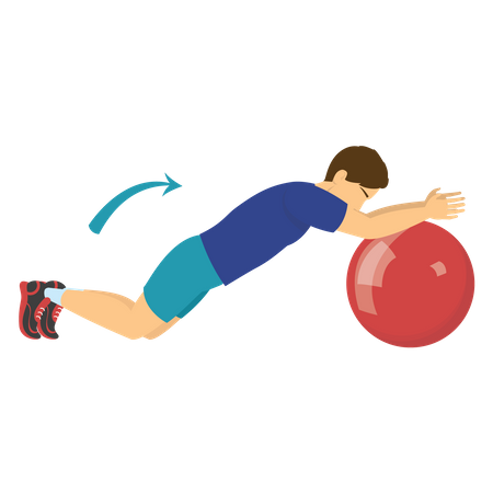 Homme faisant de l'exercice avec un ballon de gym  Illustration