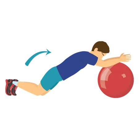 Homme faisant de l'exercice avec un ballon de gym  Illustration