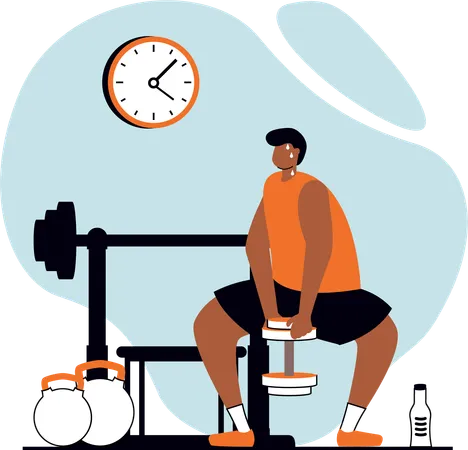 Homme faisant des exercices de jambe avec haltère  Illustration