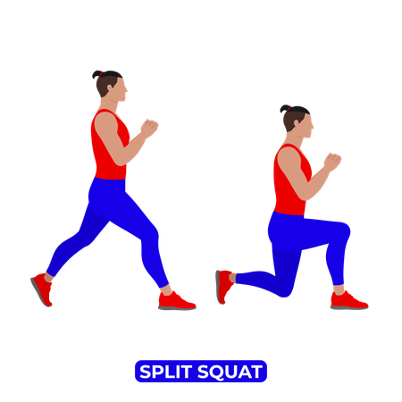 Homme faisant un exercice de squat divisé  Illustration