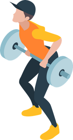 Homme faisant des exercices de dos avec haltères  Illustration