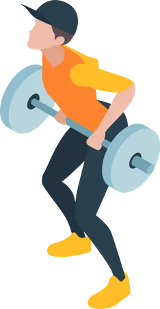 Homme faisant des exercices de dos avec haltères  Illustration