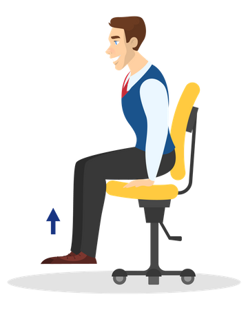 Homme faisant de l'exercice pour étirer le dos au bureau  Illustration