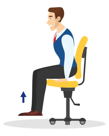 Homme faisant de l'exercice pour étirer le dos au bureau  Illustration