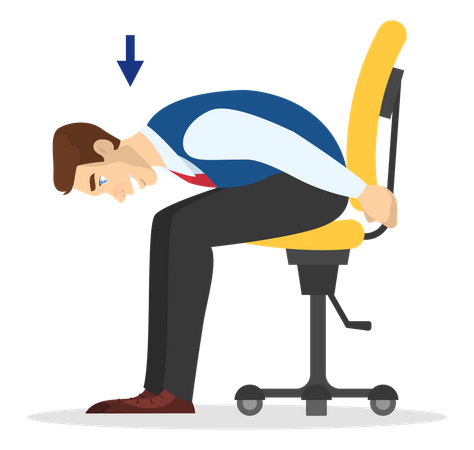 Homme faisant de l'exercice pour étirer le dos au bureau  Illustration