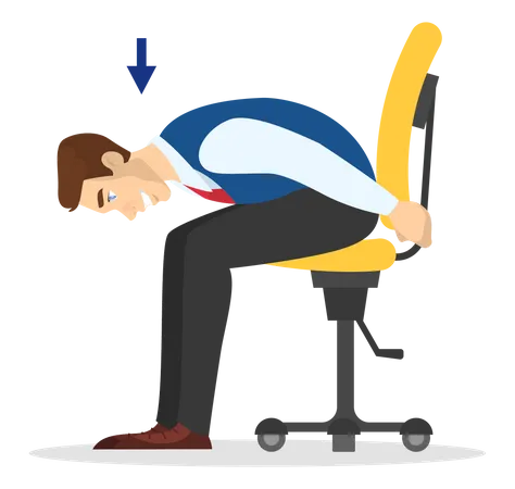 Homme faisant de l'exercice pour étirer le dos au bureau  Illustration