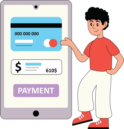 Homme faisant le paiement par carte en ligne  Illustration