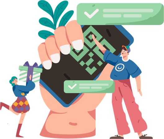 Homme effectuant un paiement par code QR  Illustration