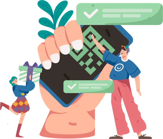 Homme effectuant un paiement par code QR  Illustration