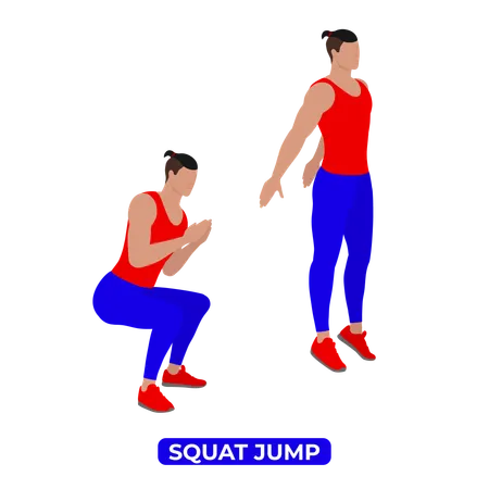 Homme faisant un exercice de saut accroupi  Illustration