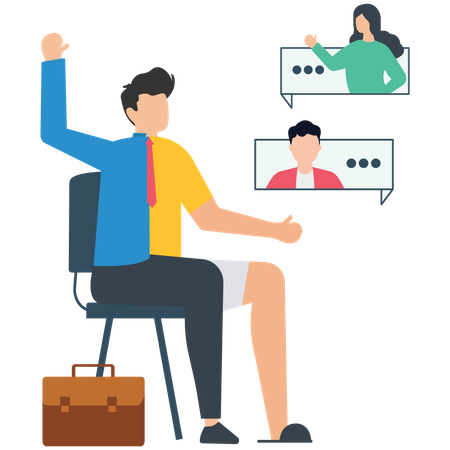 Homme faisant un travail hybride  Illustration