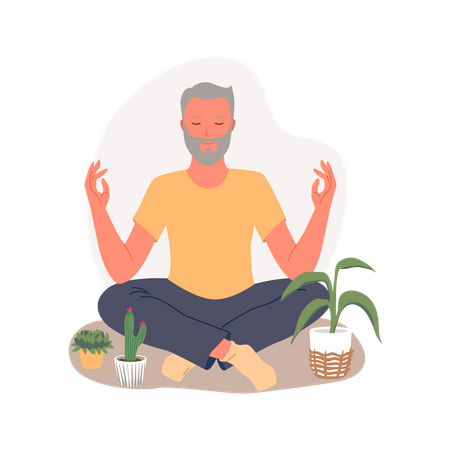 Homme faisant des exercices de yoga  Illustration