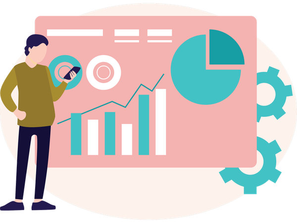 Homme faisant une analyse de données  Illustration