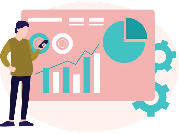 Homme faisant une analyse de données  Illustration