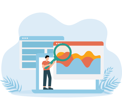 Homme effectuant une analyse de projet  Illustration