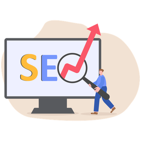 Homme faisant une analyse SEO  Illustration