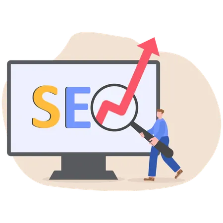 Homme faisant une analyse SEO  Illustration