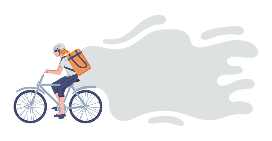 Un homme effectuant une livraison de courrier à vélo  Illustration