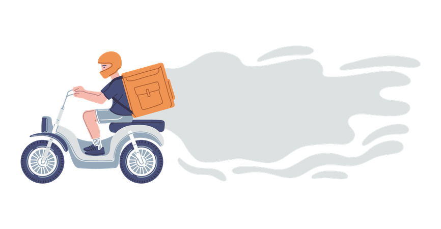Un homme effectuant une livraison de courrier à moto  Illustration