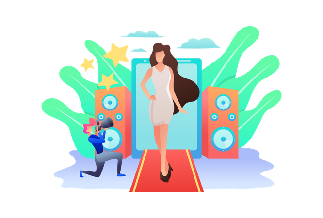 Homme faisant une séance photo de mannequin  Illustration