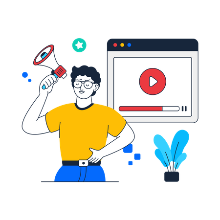 Homme faisant du marketing vidéo  Illustration