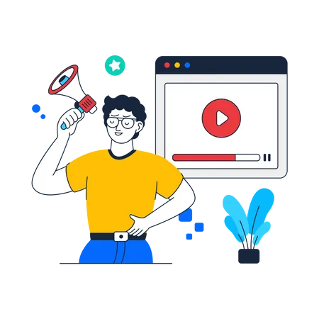 Homme faisant du marketing vidéo  Illustration