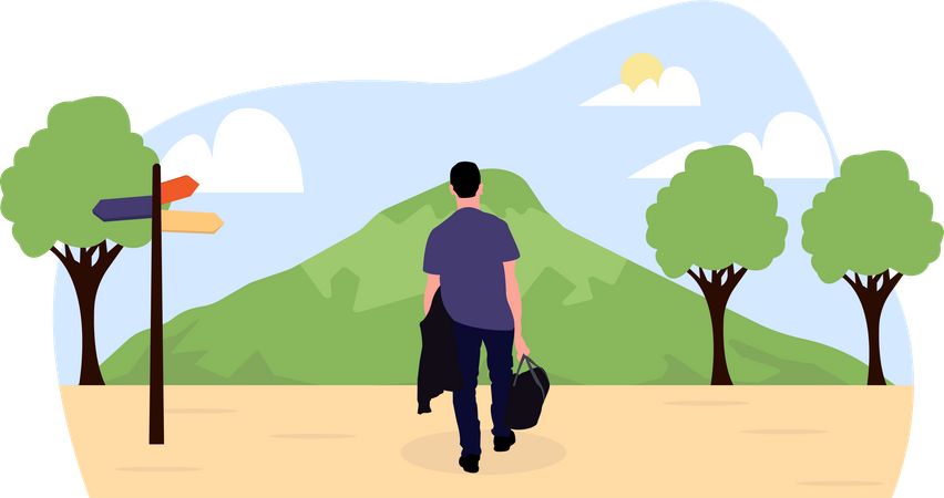 Homme faisant du tourisme  Illustration