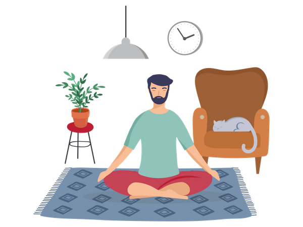 Homme faisant du yoga  Illustration