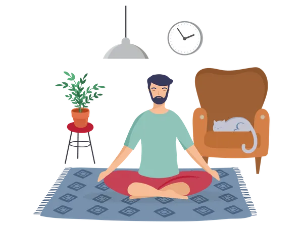 Homme faisant du yoga  Illustration