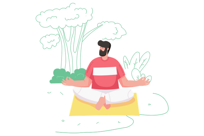 Homme faisant du yoga  Illustration