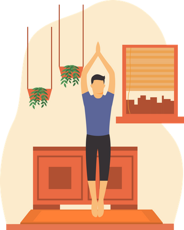 Homme faisant du yoga  Illustration