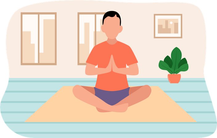 Homme faisant du yoga  Illustration