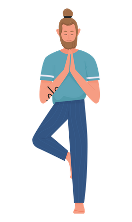 Homme faisant du yoga  Illustration