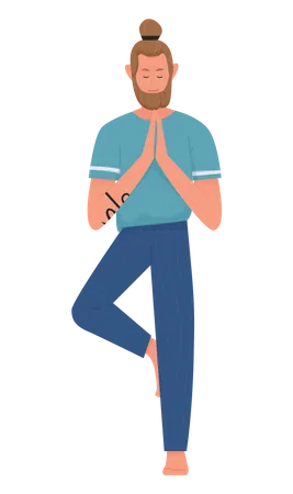 Homme faisant du yoga  Illustration