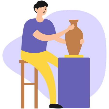 L'homme fait de la poterie  Illustration