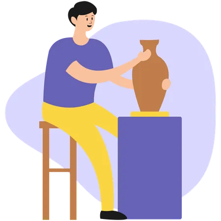 L'homme fait de la poterie  Illustration