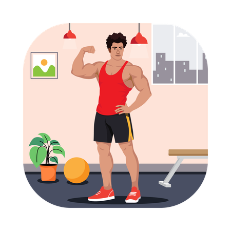 Homme fort en posture debout  Illustration