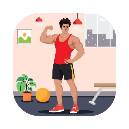 Homme fort en posture debout  Illustration