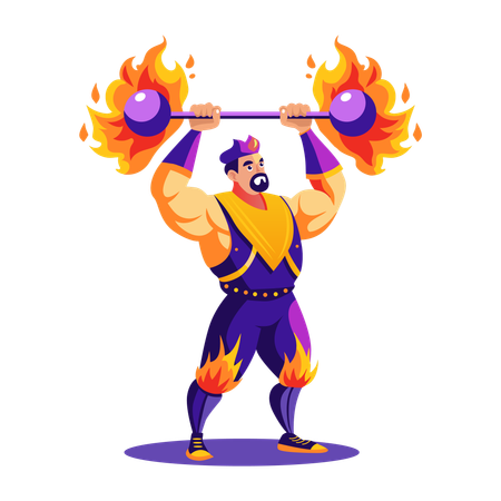 Homme fort soulevant une barre  Illustration