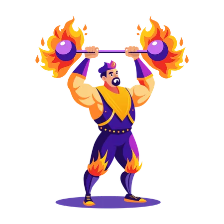 Homme fort soulevant une barre  Illustration