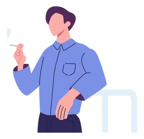 Homme fumant une cigarette  Illustration