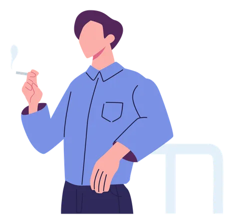 Homme fumant une cigarette  Illustration