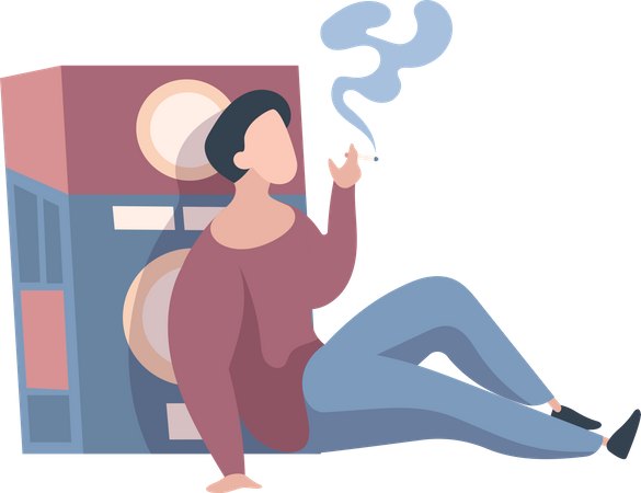 Homme fumant une cigarette  Illustration