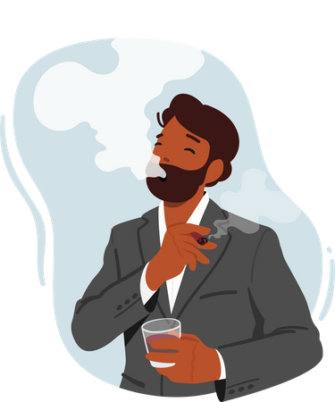 Homme qui fume une cigarette  Illustration