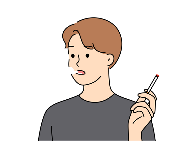 Homme qui fume une cigarette  Illustration