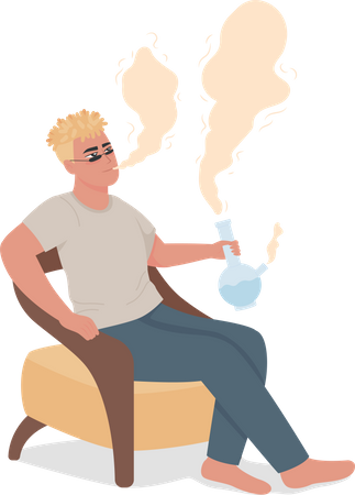 Homme fumant une pipe en verre  Illustration