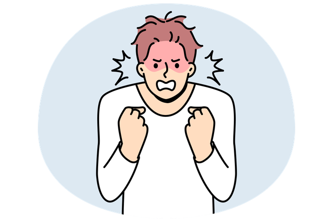 Un homme furieux et émotif  Illustration