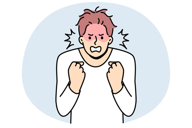 Un homme furieux et émotif  Illustration